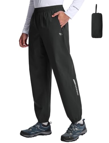 Men's Waterproof Cycling Pants - Breathable Bike Hiking Trousers, Large, Black