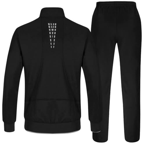 Men's Tracksuits Sweatsuits 2-Piece Casual Athletic Jogging Set - Black & Light Grey, 4X-Large