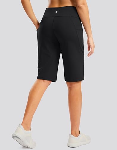 G Gradual Bermuda Shorts for Women with Pockets - 12 Inch Knee Length, Black, Medium
