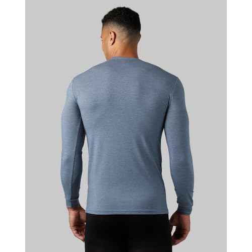 32 Degrees Heat Men's Lightweight Crew Base Layer Thermal Top | Form Fitting | Long Sleeve| 4-Way Stretch, Nile Blue Heather, Medium