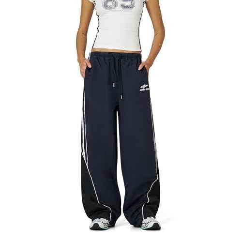 Aelfric Eden Womens Embroidery Patchwork Striped Track Pants Unisex Baggy Sweatpants Wide Leg Drawstring Y2K Pants