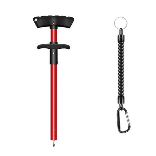 Cracrab Fish Hook Remover Tool, Fishing Accessories Aluminum Hook Remover Tool Fishing Dehooker Freshwater Saltwater 10 inches with Lanyard, Red