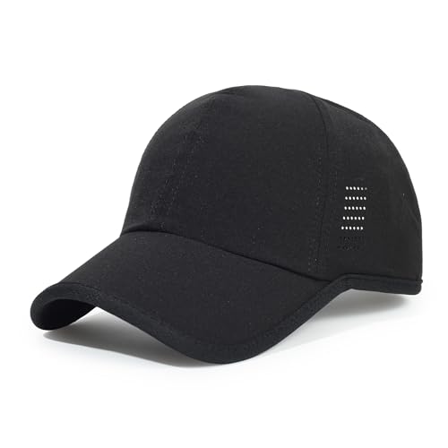 Quick Dry Baseball Cap Unstructured Athletic Golf Hat for Women Men - Black