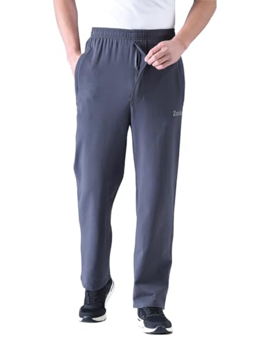 Men's Zip Fly Sweatpants - Midweight Straight Leg, X-Large, Black & Gray