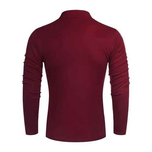 Men's Turtleneck Lightweight Tops Pullover Slim Fit Solid Base Thin Long Sleeve Underwear Tops High Neck Blouse T-Shirt