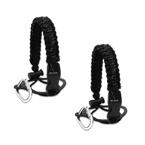 2 Pcs Paracord Water Bottle Handle£¬Paracord Handle for Water Bottle Strap£¬Fits Wide Mouth Bottles 12oz to 64oz£¬Paracord Strap Carrier Assembled with Safety Ring and Carabiner for Hiking(Black white)