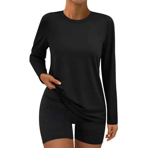 AUTOMET Women's Long Sleeve Workout Tops 2025 Fall Sports Sun Shirts Swim Hiking Gym Tshirts UPF 50+ Rash Guard UV Clothes