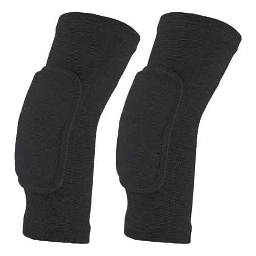Amabro Volleyball Elbow Pads, Compression Elbow Pads Breathable Elbow Wraps with Thick Sponge Arm Brace Support Fitness Arm Knee Protector Band for Women Men Girls Boys Sports, Pack of 2(Black)