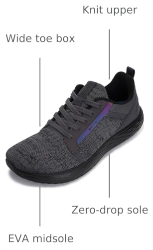 WHITIN Men's Wide Running Shoes with Zero Drop Sole & Rubber Outsole - Grey, 11-11.5 Wide
