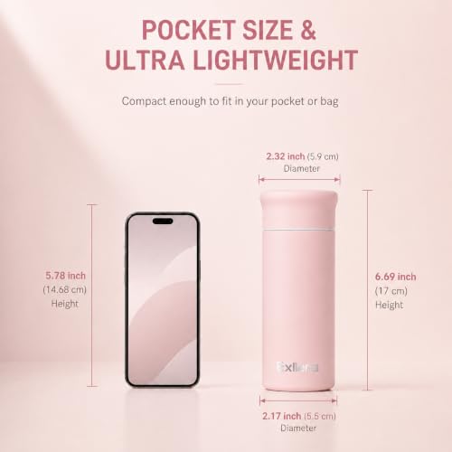 Pink 8oz Insulated Water Bottle - Leak Proof Stainless Steel Travel Mug