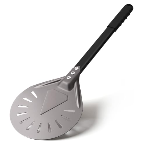 Perforated Pizza Turning Peel 9 Inch Aluminum Pizza Paddle with Metal Handle - Vari 1