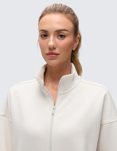 CRZ YOGA SoftAura Full Zip Sweatshirt for Women - Medium Milky White