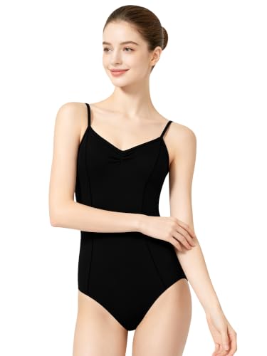 Women Princess Ballet Leotard - Adjustable Camisole Dance Leotard, Medium Black