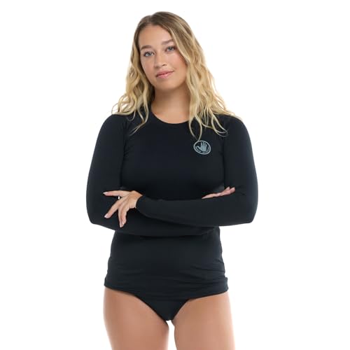 Black X-Small Long Sleeve Rashguard for Women - UPF 50+ Sun Protection