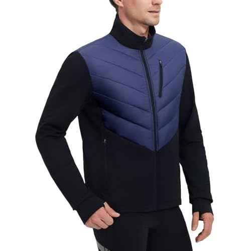 baleaf Men's Cycling Jacket Puffer Lightweight Coat Windproof Warm Winter 5 Pockets Packable Running Hiking