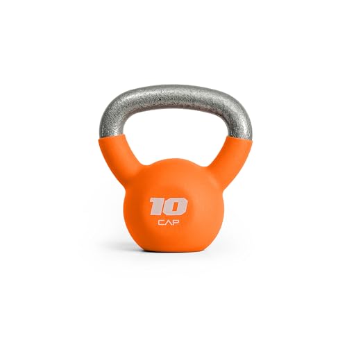 10 LB Neoprene Coated Cast Iron Kettlebell with Wide Handle - Gray