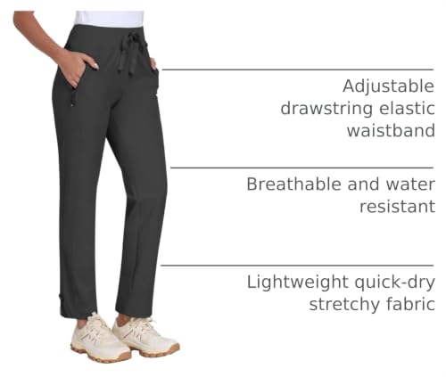 Women's Lightweight Hiking Pants Waterproof Quick Dry Joggers with Zipper Pockets