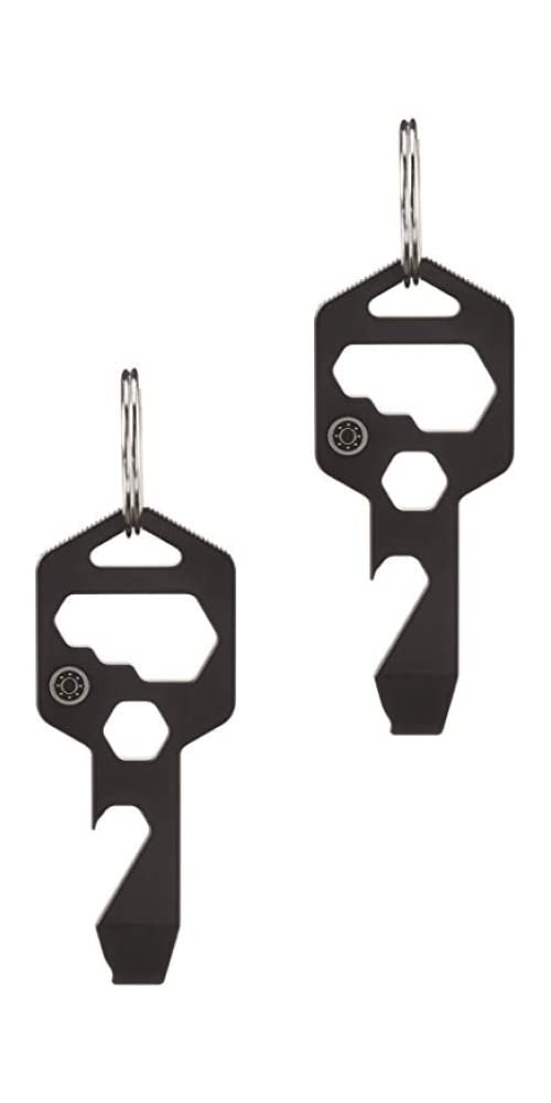 TitanKey – 8-in-1 Titanium Multitool Keychain Tool – Grade 5 Titanium – TSA Friendly EDC – Bottle Opener, Screwdriver, Wrenches, Pry Tool (2, Black)