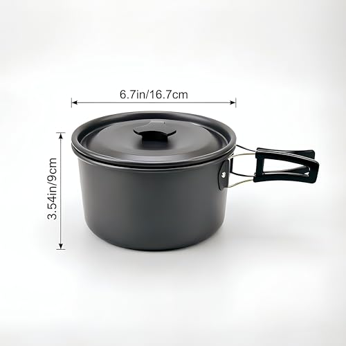 Lightweight 2.1Qt Camping Pot with Foldable Handle - Hard Anodized Aluminum