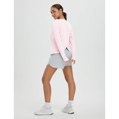 baleaf Women's Long Sleeve Workout Tops Athletic Shirts Split Back Running Gym Quick Dry Sun Protection UPF 50+
