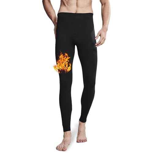 Extra Warm Cotton Thermal Pants with Fleece Lined, Long Soft Mens Thermal Underwear Bottoms for Cold Weather