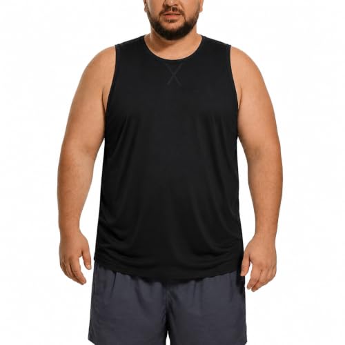 Men's Big and Tall Tank Top 4X-Large Sleeveless Muscle Shirt - Black