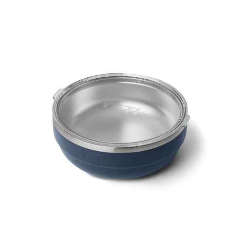 YETI Rambler Low Bowl, Vacuum Insulated, Stackable and Nestable Stainless Steel Bowl with Lid, 3.6 Quart, Navy
