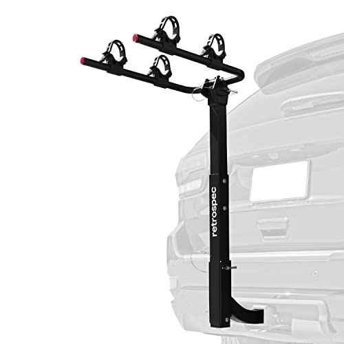 Retrospec Lenox 2-5 - Bike Hitch Rack for Cars, Trucks, SUVs with 2¡± Hitch | Foldable Steel Frame with Anti-Rattle Adapter, Tie Down Cradles and Straps - Fits Most Frames