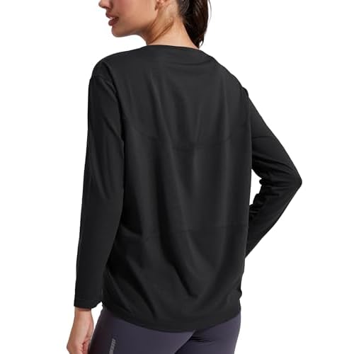Pioneer Camp Women's Bamboo Viscose Long Sleeve Workout Shirts Back Loose Fit Boat Neck Yoga Athletic T-Shirts Casual Tops