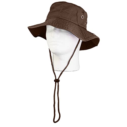 Men Women Wide Brim Sun Hat Bucket Hat UV Protection Camping Hiking Safari Small-Medium Dark Brown