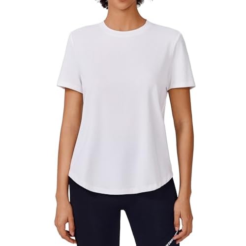 PINSPARK Soft Workout Tops for Women Short Sleeve UV Protection Shirt Quick Dry Athletic Swim Exercise Hiking Travel Shirts