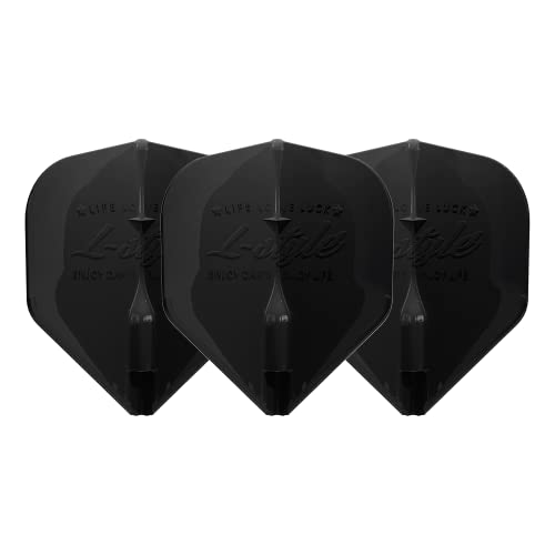 Black L-Style L1 Standard EZ Fantom Molded Dart Flights with Built-in Champagne Ring – Compatible with Soft Tip & Steel Tip Darts