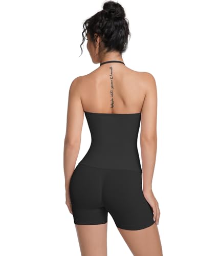 Women's Workout Sets Impact Padded Tank Top & Seamless Shorts - Black, Small