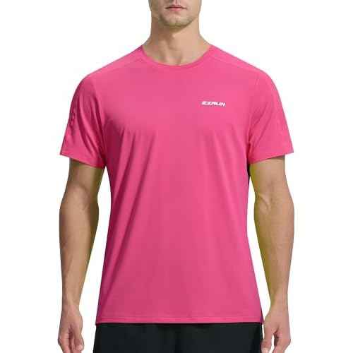 EZRUN Men's Lightweight Short Sleeve T-Shirt Quick Dry Workout Running Athletic Swim Shirts Fishing Rash Guard