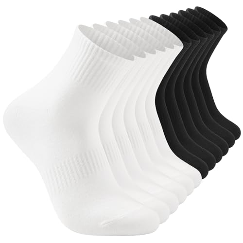 Women's Ankle Socks 6 Pairs - Thin Cotton Athletic Gym Socks - Variation of THIS listing: 9-11 / 6 Pairs(3 Black + 3 White)