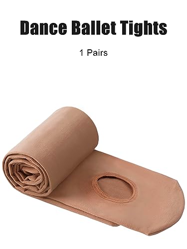 Girls Women Ballet Tights Transition Leggings - Ultra Soft Convertible Dance Leggings for Toddler Kids & Adults - Nude, 9-14 Years