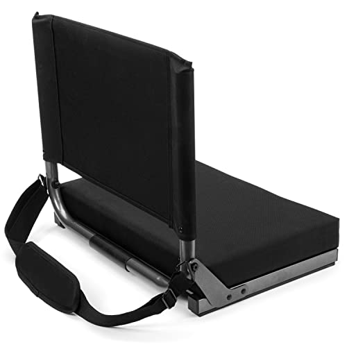 Stadium Seat with Back Support - Ultra Padded & Foldable - Black