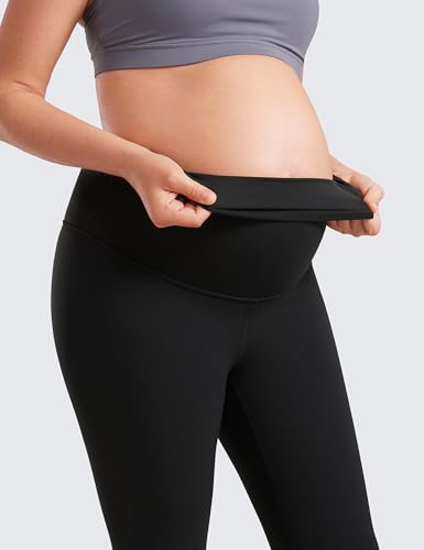 CRZ YOGA Maternity Leggings 25 Inches Small Black - Comfortable Pregnancy Pants