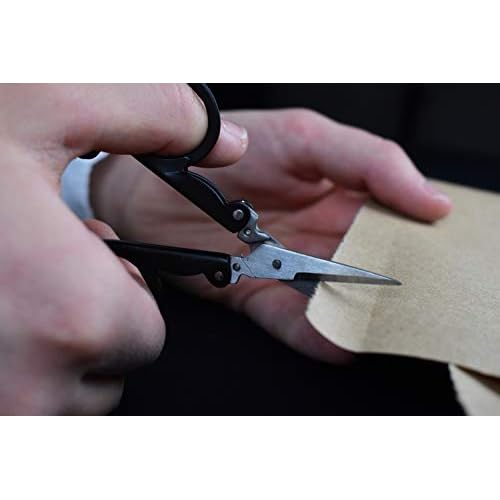 Munkees Mini Folding Scissors Keychain - Stainless Steel Portable & Foldable Travel Cutter Pocket Key Ring - Small Key Chain, Scissor Tool for Crafting, Emergency, Survival, Camping & Outdoors (1)