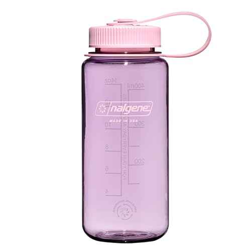 Nalgene Sustain Tritan BPA-Free Water Bottle Made with Material Derived from 50% Plastic Waste (using ISCC certified mass balance), 16 OZ, Wide Mouth, Cherry Blossom