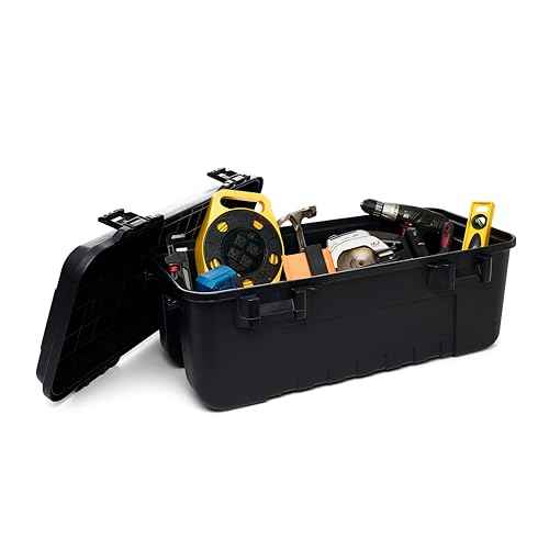 Plano Sportsman Trunk with Wheels, Black, 108-Quart, Lockable Storage Box, Rolling Sportsman Trunk, Hunting Gear and Ammunition Bin, Heavy-Duty Containers for Camping, Large