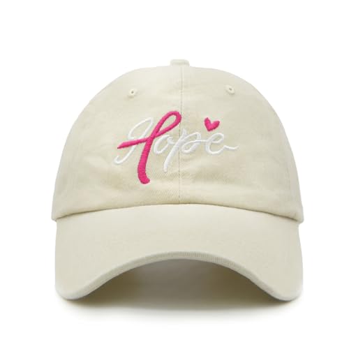 Waldeal Fight Cancer Inspirational Gifts for Women, Embroidered Adjustable Breast Cancer Awareness Hope Hat