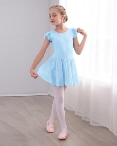 Girls Ballet Leotard with Skirt - Size 8-9 Years, Blue Dance Dress