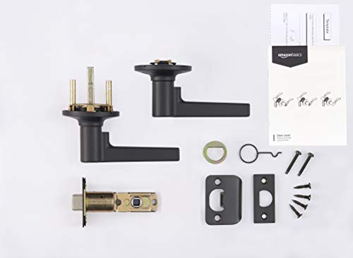 Amazon Basics Passage Door Lever Handle - Reversible, Fits 1-3/8" to 1-3/4" Doors - Matte Black - 1 Pack (Variation 1)
