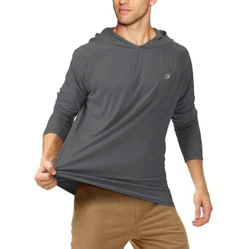 Roadbox UPF 50+ Fishing Shirts for Men, Long Sleeve UV Sun Protection Hoodie, Outdoor Hiking Running Swimming Rash Guard