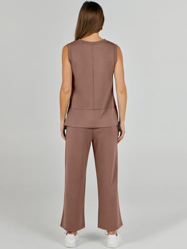 ANRABESS 2 Piece Travel Airport Outfits for Women - Medium Brown