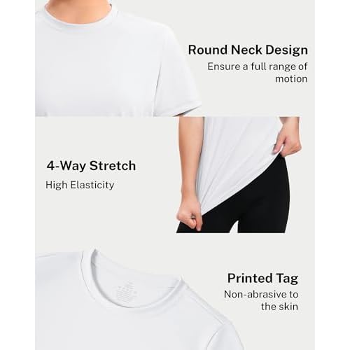 HASMES Girls Athletic Shirts Short Sleeve Active T-Shirts,Basic Tee Tops,Sports Activewear for Kids Teens