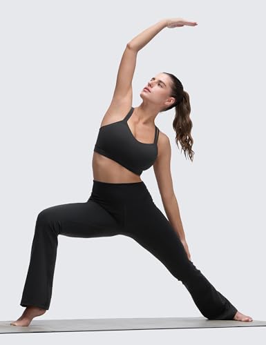 Large Black Soft Molded Sports Bra with Cross-Back Support - DD Cup Yoga Bra