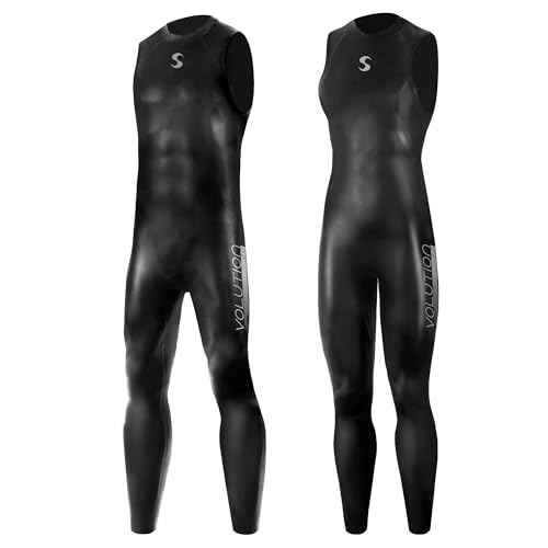 Synergy Triathlon Wetsuit 3/2mm - Volution Sleeveless Long John Smoothskin Neoprene for Open Water Swimming