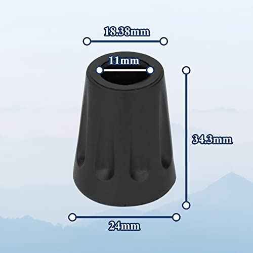TheFitLife Trekking Poles Accessories Set - Rubber Replacement Pole Tip Protectors Fit Most Standard Hiking, Walking Poles with 11mm Hold Diameter (Black Set.1)